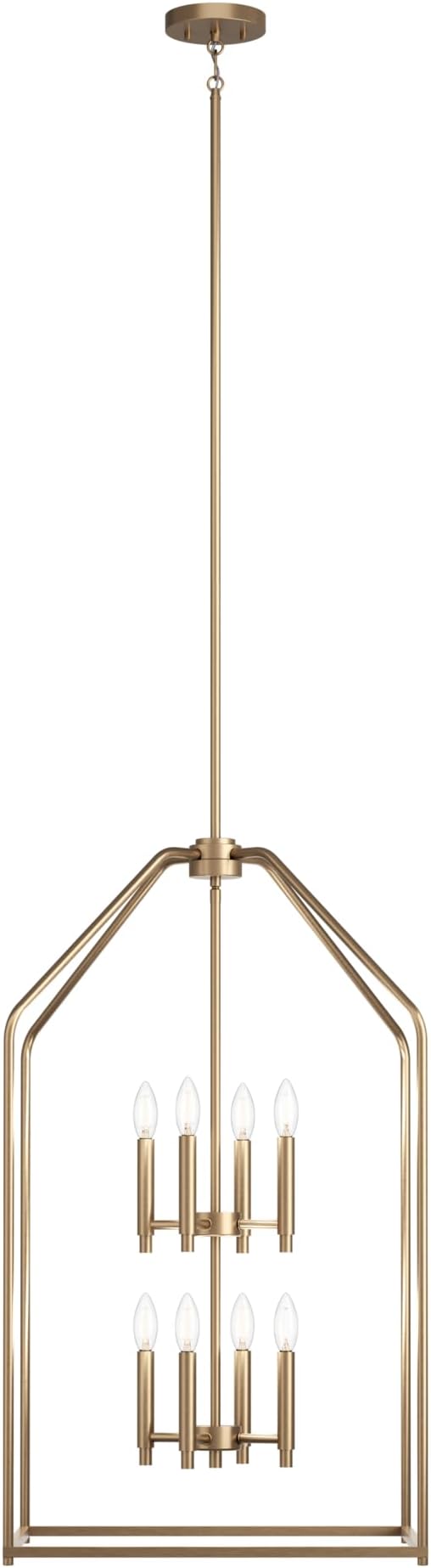 Kichler Madden 36" 8 Light Foyer Pendant in Champagne Bronze, Soft Modern Fixture, for Small Kitchen, Coffee Table, Office, Bedroom, Foyer, (36" x 20"), 52723CPZ