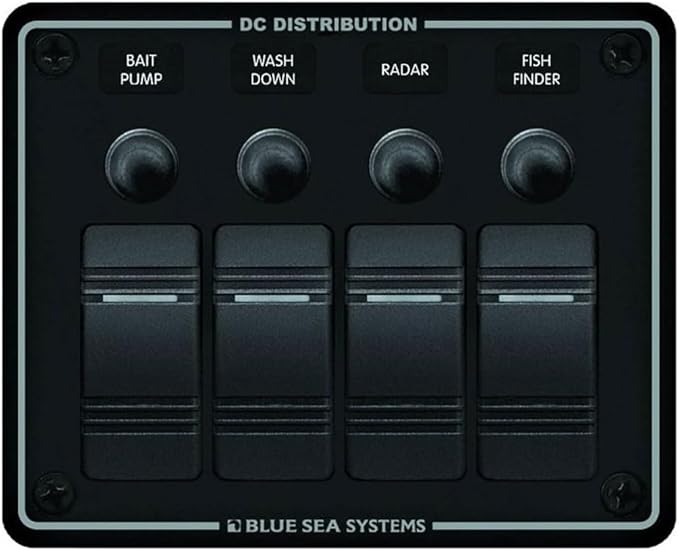 Blue Sea Systems 8372 Water Resistant Circuit Breaker Panel 4 Position-Black