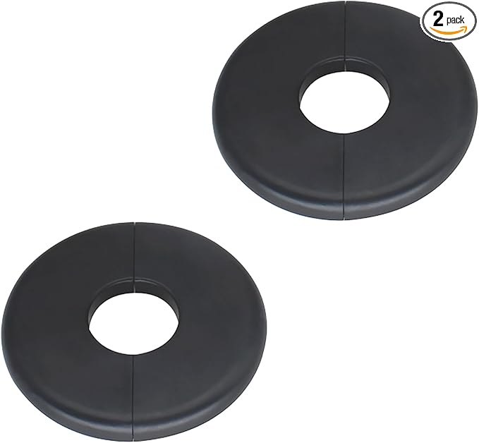 2 Pack Wall Split Flange ABS Round Escutcheon Plate for 1.0"/ 26mm Diameter Pipe Faucet Decoration Accessories (Black)