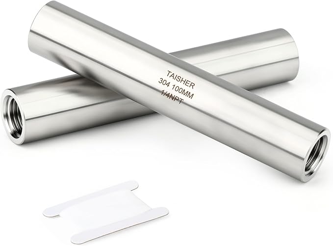 TAISHER 2PCS Stainless Steel Pipe Fittings, 1/4" NPT Female x 1/4" NPT Female Threaded, 4" Length Thickened Nipple Cast Pipe