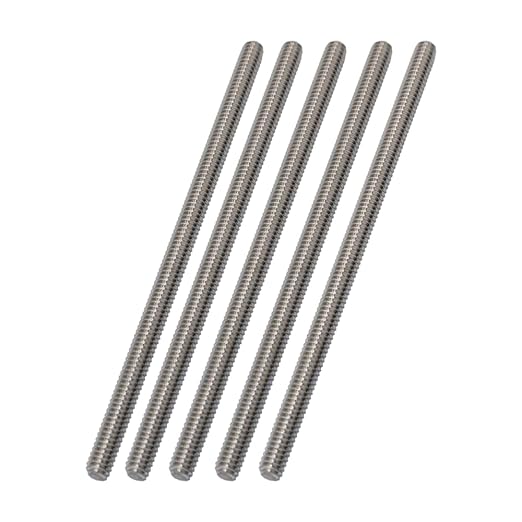 1/4"-20 Fully Threaded Rod Studs 5 Pack 5" Long Threaded Screw 304 Stainless Steel Right Hand Threads All Threaded Rod Studs for Anchor Bolts Clamps Hangers U-Bolts