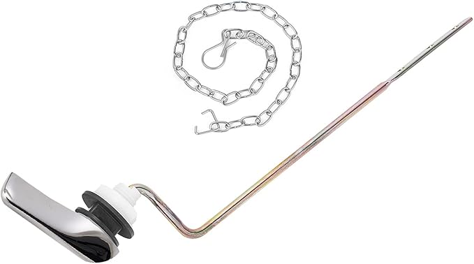 Toilet Handle Replacement Kit, Side Mount Toilet Trip Levers with Seal Gasket and Nut, with Stainless Steel Flapper Chains, Universal Replacement for Most Toilets (Chrome)