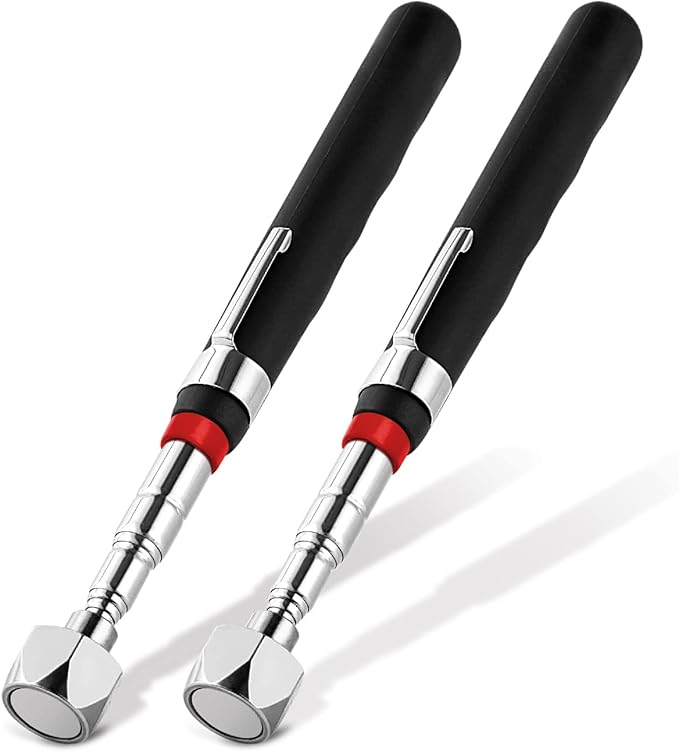 2 Pieces 20LBs Telescoping Magnetic Pickup Tool, with Pen Clip Design, Magnet Stick Rod Extendable 7" to 30.5" for Men, Birthday, Father's Day, Christmas Gift