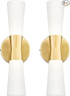 kudos Bathroom Sconces Set of 2,16inches Gold Wall Sconces, Modern Bathroom Light Fixtures with Milk White Glass, Dimmerable 3000K/4000K/5000K for Bedroom Hallway, KDVL13-GD-2PK