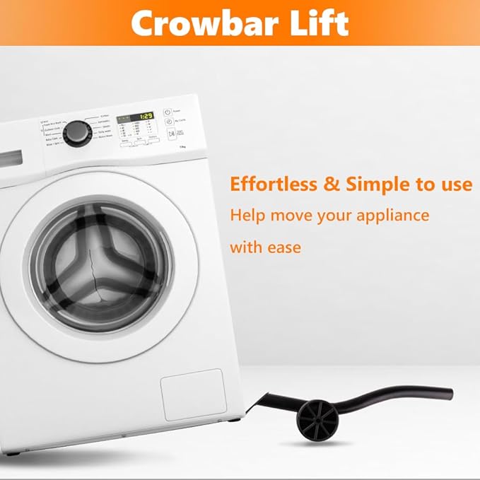 LUCKUP Heavy Duty Appliance Rollers W/Crowbar, Extendable Washing Machine Stand Furniture Rollers Mobile Fridge Base Furniture Sliders for Refrigerators Washer and Dryer Support 660 lbs, Silver