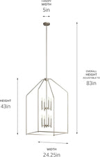 Kichler Madden 43" 8 XL Light Foyer Pendant in Brushed Nickel, Soft Modern Fixture, for Foyer, Over Large or Dining Room Table, (43" x 24.25"), 52724NI