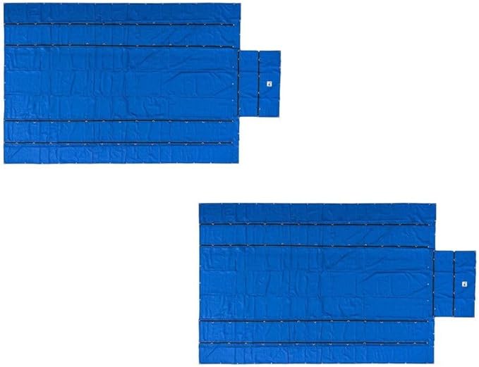 Mytee Products 2 Pack 16' x 27' Flatbed Tarps Heavy Duty 18oz Steel Tarp with Flap - Blue