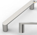 Amerdeco 10 Pack ZH0005BSN Brushed Satin Nickel 5 Inch(128mm) Hole Centers Kitchen Cabinet Pulls Hardware Modern Kitchen Handles for Cabinets Cupboard Handles Drawer Pulls