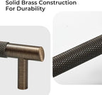 Solid Brass Cabinet Pulls, Knurled Cabinet Pull, Antique Brass Drawer Handles for Bathroom, Bedroom, Kitchen (4, 7.87inch/200mm)