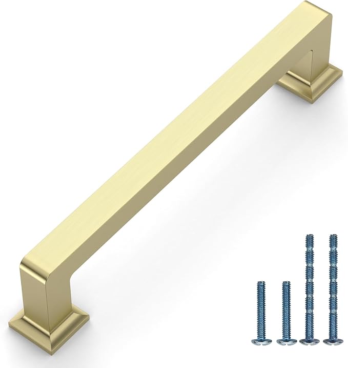 10 Pack 5"(128mm) Brushed Gold Cabinet Pulls Kitchen Cabinet Handles Gold Drawer Pulls Cupboard Hardware for Cabinets