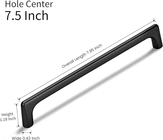 3 Pack 7.5 Inch(192mm) Hole Center Matte Black Modern Drawer Pulls Timeless Cabinet Pull Handle Vanity Pull Handle Classic Kitchen Cabinet Hardware, Screws Included, M-Black(7.5x3)