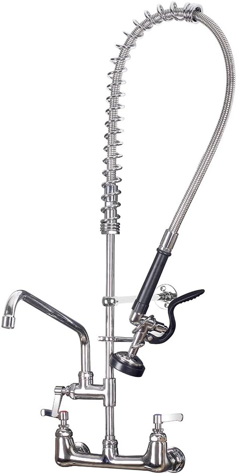 Commercial Sink Faucet with Sprayer 36 inch Commercial Faucet Pre Rinse Sprayer 8 inch Wall Mount Center with 12 inch Add on Spout