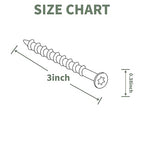 Wood Screws 3 inch, 300pcs Countersunk Self Tapping Screws #10x3, Carbon Steel, Against Rust and Corrosion Screw, Green Coated Exterior Wood/Deck Screws, Star Drive with Bit