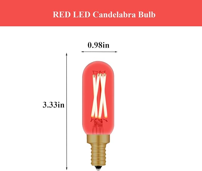 Red LED Candelabra Bulb E12 Colored Light Bulbs, 4W 40 Watt Equivalent Dimmable E12 LED Bulb Red Candelabra Light Bulbs, 6 Pack