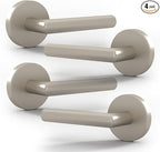 Mega Handles Ronn Dummy Door Handles - 4 Pack Heavy Duty Brushed Nickel Door Handles, Non-Turning Door Handle for Closet & French Doors, Single Side, Fits All Standard Doors - Satin Nickel