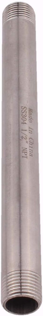1/2" X 1/2“ NPT Male Nipple Stainless Steel 304 Cast Pipe Coupling fitting 8" Length