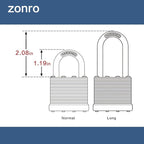 ZonRo Locks Laminated Steel Keyed Padlocks,Keyed Alike Locks, 1-9/16 inch Wide,Normal Shackle Padlocks, Pack of 24，Blue Hoop, for Hasp Latch, Sheds, Fences, Storage Locker, School, Gym…