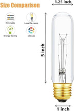 25 Watt T10 Clear Tubular Incandescent Light Bulb, Vintage Style Showcase Bulb,Showcase lamp, 2700K Soft White, E26 Medium Base, 280 Lumens,T10 Tubular Bulb (4PACK)