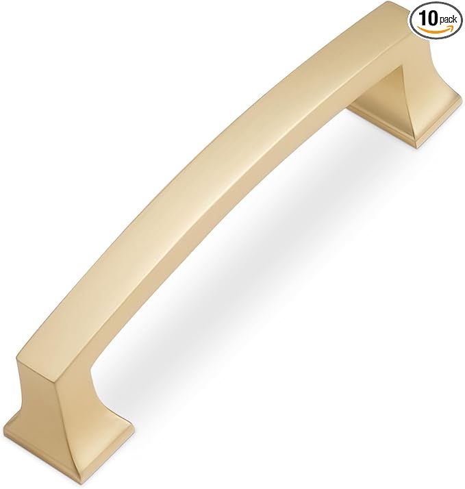 COTYKILEY 10 Pack 4 Inch(102mm) Brushed Brass Cabinet Handles Gold Kitchen Cabinet Pulls Cabinet Door Handles Kitchen Cabinet Hardware