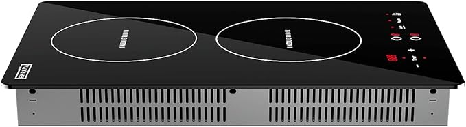 Empava Electric Stove Induction Cooktop Vertical with Dual Burners Vitro Smooth Surface 120V, 12 Inch, Black Ceramic Glass