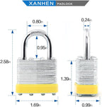 Keyed Alike Laminated Steel Padlocks with Normal Shackle for Sheds, Fences & Lockers (2-Pack)