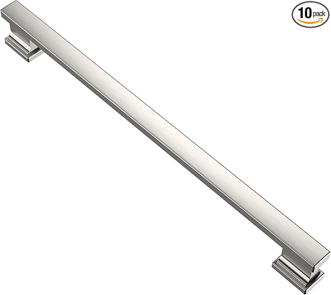 Alzassbg 10 Pack Brushed Satin Nickel Cabinet Pulls, 9 Inch(228.5mm) Hole Centers Kitchen Cabinet Handles for Cabinets and Drawers AL3061SN