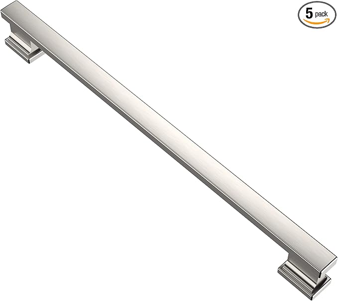 Alzassbg 5 Pack Brushed Satin Nickel Cabinet Pulls, 9 Inch(228.5mm) Hole Centers Kitchen Cabinet Handles for Cabinets and Drawers AL3061SN
