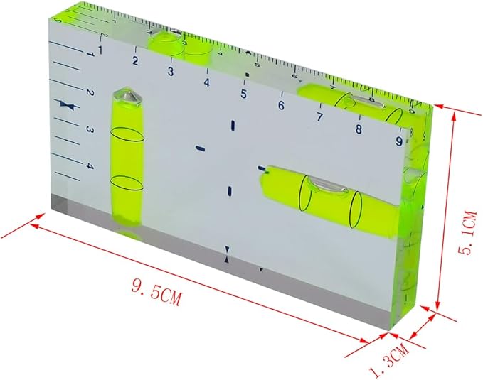 Transparent Rectangular high-Precision T-Shaped Level Integrated Small Household Water Level (non-magnetic green, 95 * 51 * 13mm)