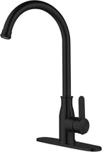 Single Handle Kitchen Faucet Stainless Steel Matte Black, Modern High Arc Kitchen Sink Faucet, Commercial Bar Sink Faucet One Hole with Deck