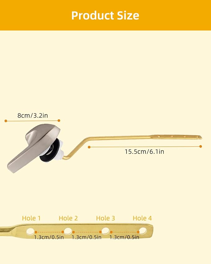 iFealClear Universal Brass Toilet Handle Replacement Kit, Side/Angle Mount Toilet Flush Handle Compatible with Kohler K-GP30324-CP/TOTO/American Standard, Stainless Steel Flapper Chain, Brushed Nickel