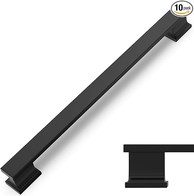 COTYKILEY 10 Pack 7.5 Inch(192mm) Matte Black Cabinet Handles Black Kitchen Cabinet Pulls Cabinet Door Handles Kitchen Cabinet Hardware