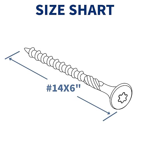 Lag Screws 6 Inch, 50PCS Heavy Duty Construction Screw, Structural Wood Screw #14 x 6, Rust Resistant, Washer Head, Black Coated Exterior Wood/Lag Screws Hex Socket Included