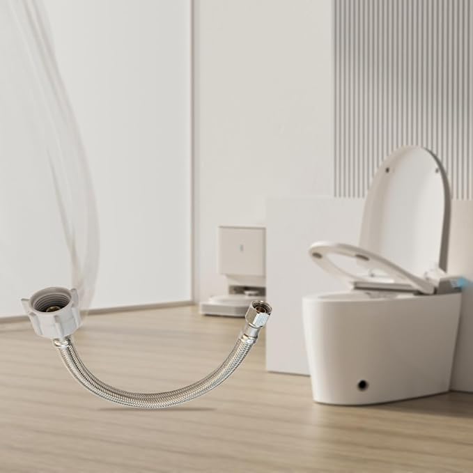 (10pcs 20 inch) PLUMBINGMASTER Toilet Water Supply Line,3/8" Comp x 7/8" BC Braided Stainless Steel Toilet Supply Line,Toilet Connector Hose with Anti-Leaking Brass Nut