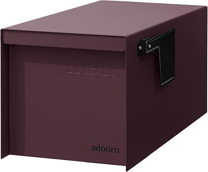 Adoorn Post Mount Mailboxes, 9.5 x 9.5 x 19.5 (HxWxD) Large, Galvanized Steel Modern Mailbox, for Daily Letters, Magazines and Packages, Weatherproof with Front Access Door - Malbec