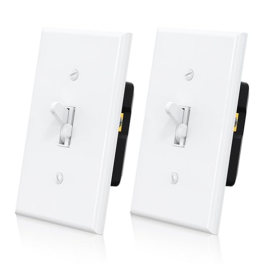 ELEGRP Digital Toggle Dimmer Switch for Dimmable LED, CFL and Incandescent Light Bulbs, Single Pole or 3-Way Toggle LED Dimmer Light Switch, Wall Plate Included, UL Listed, 2 Pack, White