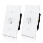 ELEGRP Digital Toggle Dimmer Switch for Dimmable LED, CFL and Incandescent Light Bulbs, Single Pole or 3-Way Toggle LED Dimmer Light Switch, Wall Plate Included, UL Listed, 2 Pack, White