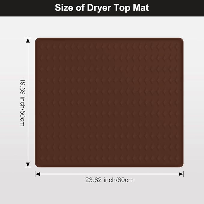 Washer and Dryer Covers for the Top,23.6'' x 19.7'' Silicone Dust Pad for Laudry Machine & Dryer,Non-slip Heavy Duty Waterproof Counter Top Protector Guards for Landry & Kitchen,Brown