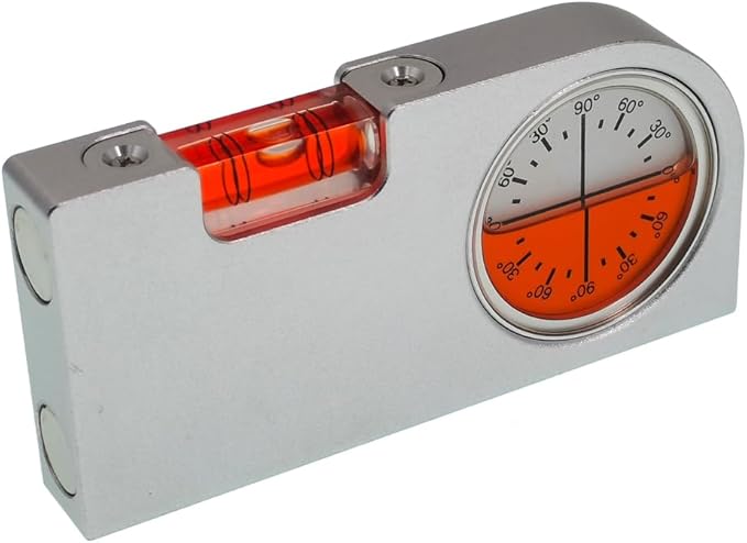 High precision solid aluminum alloy small level ruler for tilt angle measurement, portable mini adjustable horizontal bubble magnetic (100 * 48.5 * 14mm)