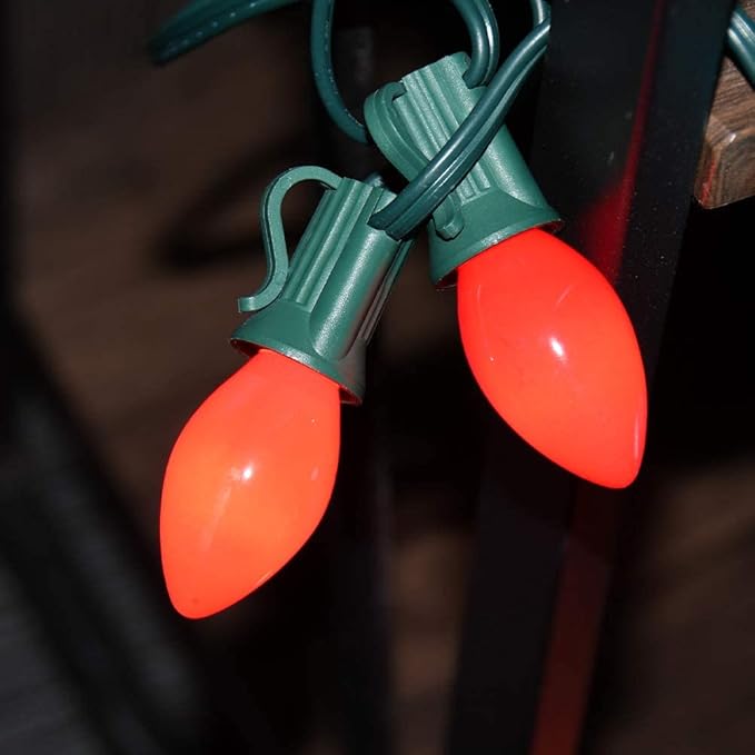 SUNSGNE 25 Pack C7 LED Red Replacement Christmas Light Bulbs, 0.6W LED Night Light Bulbs for Christmas Indoor Outdoor Patio String Lights, C7/E12 Candelabra Base