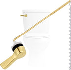 Hygie Rinse Metal Toilet Handle Lever Flush Replacement, Universal Front Mount Toilet Handle with Stainless Steel Flapper Chains, Toilet Repair Kit, Shiny Gold