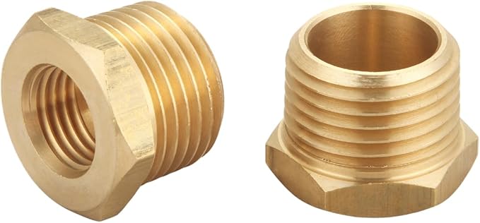 1/2 Inch NPT Male x 1/4 Inch NPT Female Brass Pipe Fitting, Hex Bushing, Reducer Adapter (10 Piece)