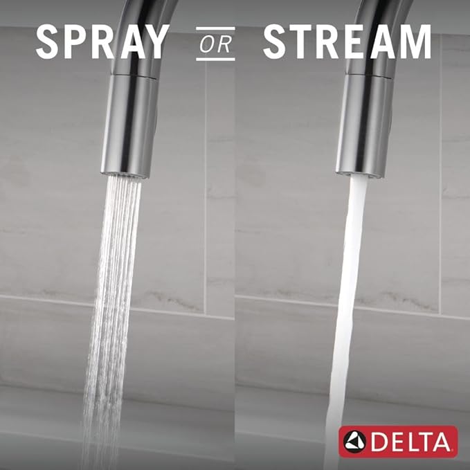 Delta Trinsic Touchless Kitchen Faucet with Touch Technology, Brushed Nickel Kitchen Sink Faucet with Pull Down Sprayer, Single Hole, Arctic Stainless 9159TL-AR-DST