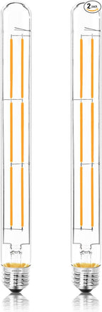 11.8IN 1000LM 2700K Soft White Light Bulbs E26 Base, T10 T9 Edison Bulbs Dimmable 8W, AC 120V 100 Watt Equal Filament Bulb, Vintage Clear Glass Long Tubular LED Bulb, UL Listed - 2Pack