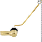 Hygie Rinse Toilet Tank Lever, Brushed Gold - Universal, Durable Metal, Includes Flapper Chain, Easy Installation, Replacement Kit for Toilet Handle
