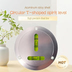 Metal flange circular horizontal bubble T-shaped XY axis bidirectional level, 90mm diameter metal level with mounting hole (Acrylic foam)