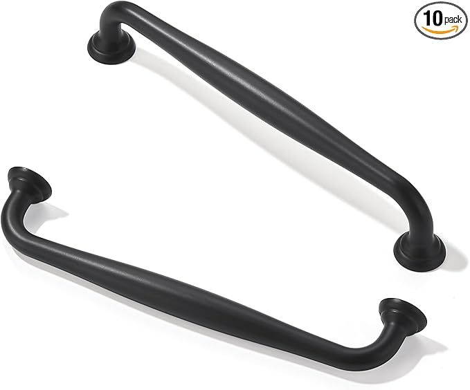TUNNY 10 Pack Cabinet Handles-5"/128mm Screw Spacing Matte Black Furniture Hardware Handles for Kitchen Cabinets Bedroom Dresser Wardrobe Cabinet Pulls