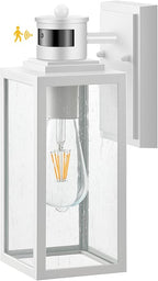 VIANIS Motion Sensor Outdoor Light Fixture, White Dusk to Dawn Porch Lighting Wall Mount, Waterproof Modern Outside LED Lights for House, 100% Aluminum Exterior Wall Sconce Lantern for Garage Lamps