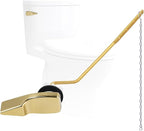 Universal Side Mount Metal Toilet Handle Replacement Kit Compatible with American Standard/Mansfield/Gerber/TOTO/Kohler Toilet, Toilet Tank Flusher Lever with Flapper Chain, Shiny Gold