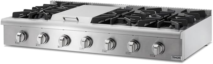 THOR Kitchen Professional 48-Inch Gas Rangetop in Stainless Steel - Model HRT4806U