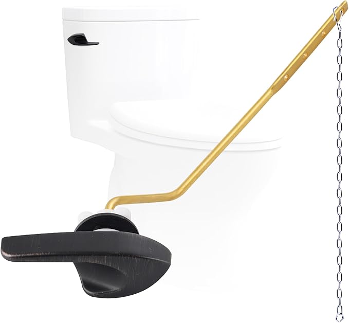 Universal Metal Side Mount Toilet Handle Replacement Kit Compatible with Kohler K-GP30324-CP/Glacier Bay Toilet with 1pc Flapper Chain, Toilet Flusher Lever, Oil Rubbed Bronze